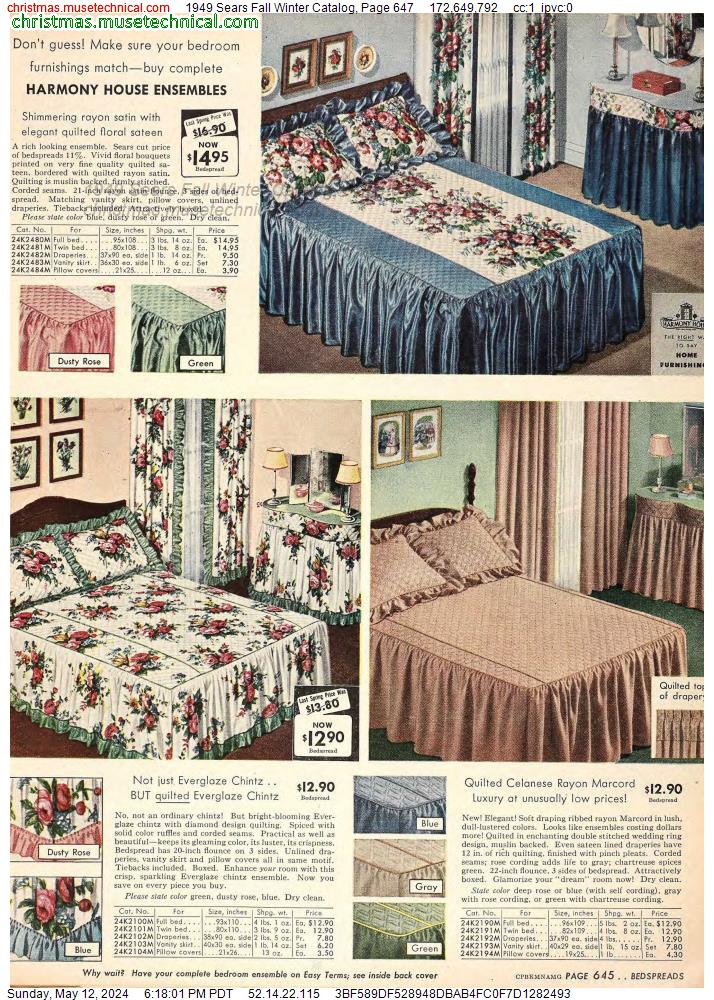 1949 Sears Fall Winter Catalog, Page 647