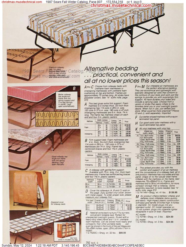1987 Sears Fall Winter Catalog, Page 807