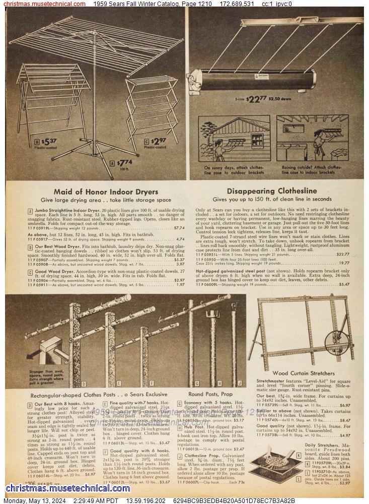 1959 Sears Fall Winter Catalog, Page 1210