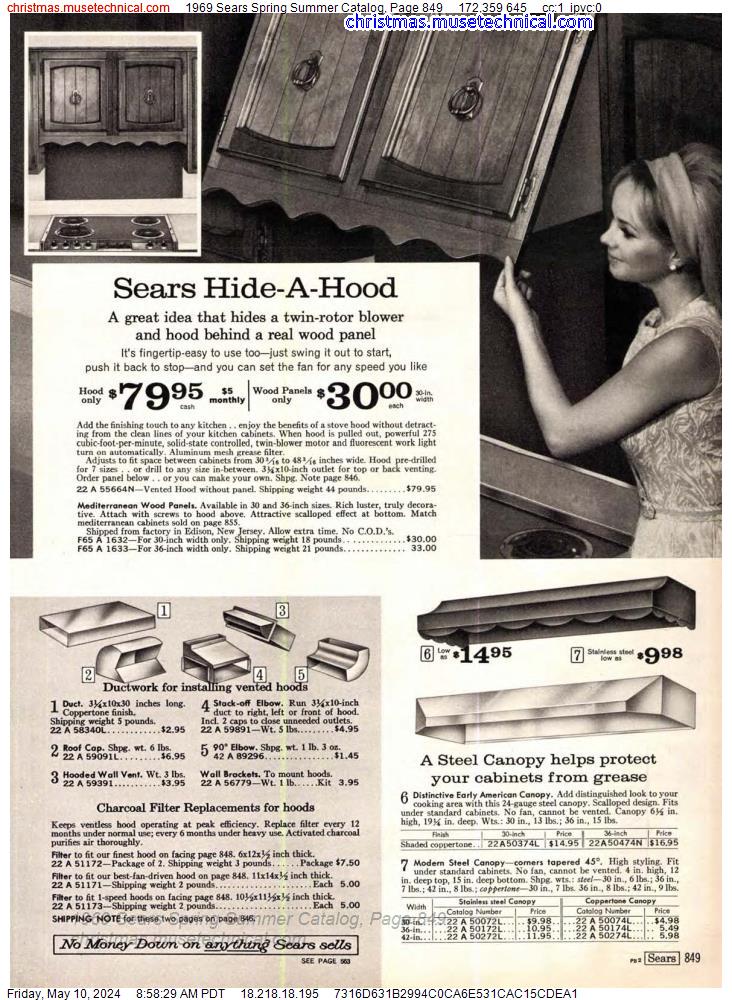 1969 Sears Spring Summer Catalog, Page 849