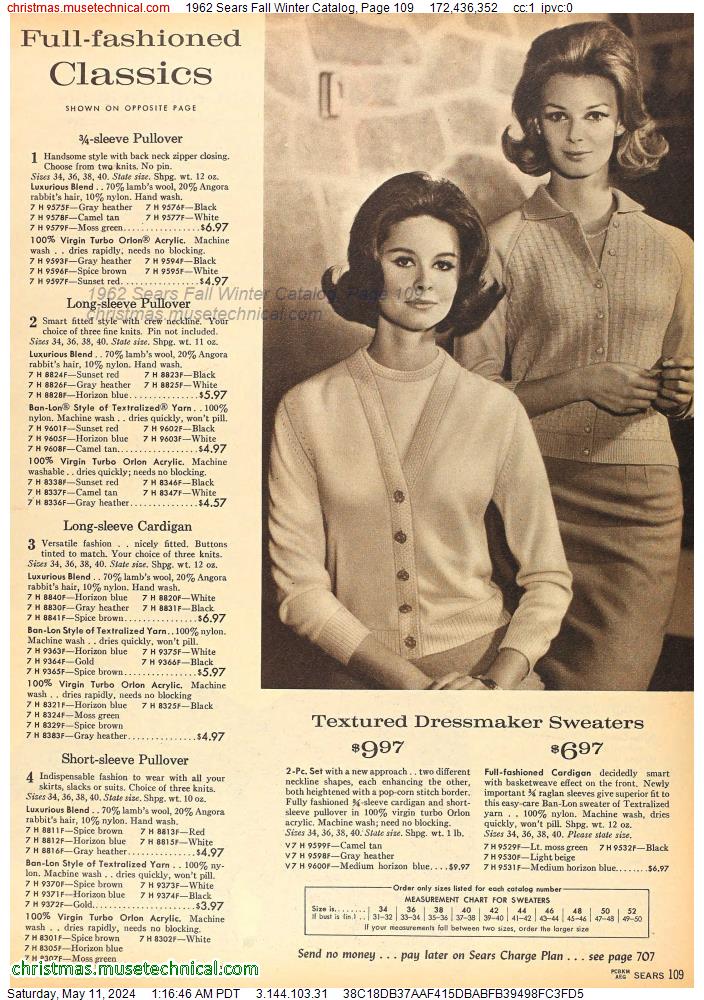 1962 Sears Fall Winter Catalog, Page 109