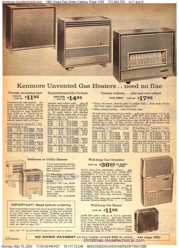 1961 Sears Fall Winter Catalog, Page 1163