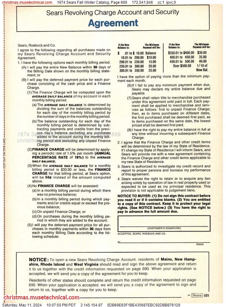 1974 Sears Fall Winter Catalog, Page 689