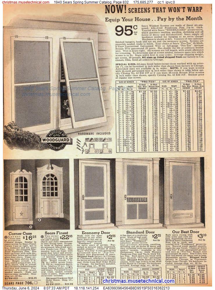 1940 Sears Spring Summer Catalog, Page 832