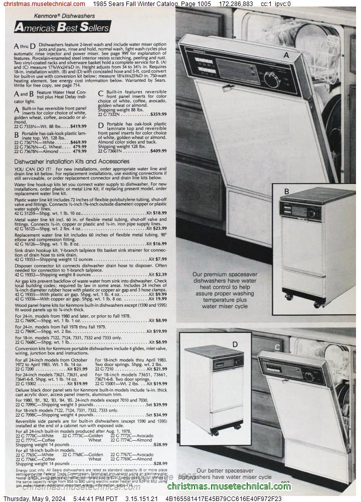 1985 Sears Fall Winter Catalog, Page 1005