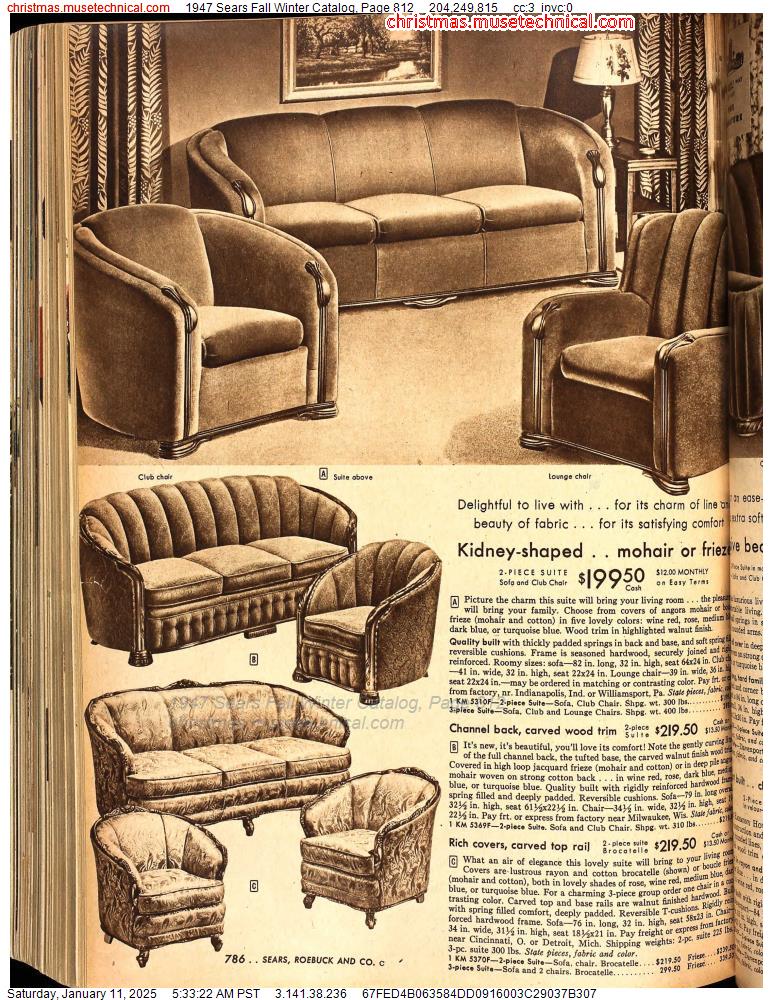 1947 Sears Fall Winter Catalog, Page 812