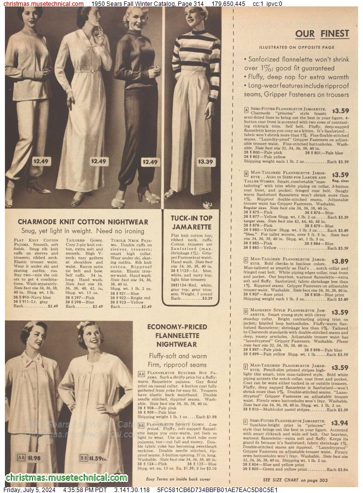 1950 Sears Fall Winter Catalog, Page 314