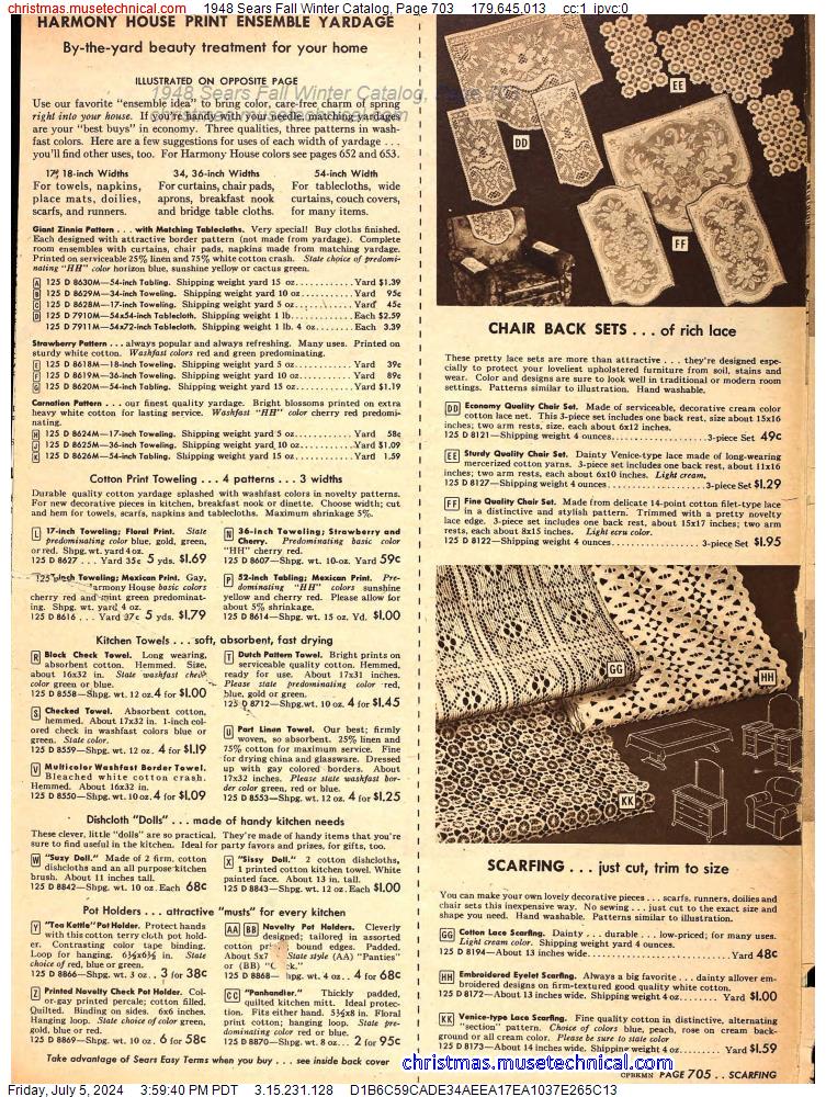 1948 Sears Fall Winter Catalog, Page 703