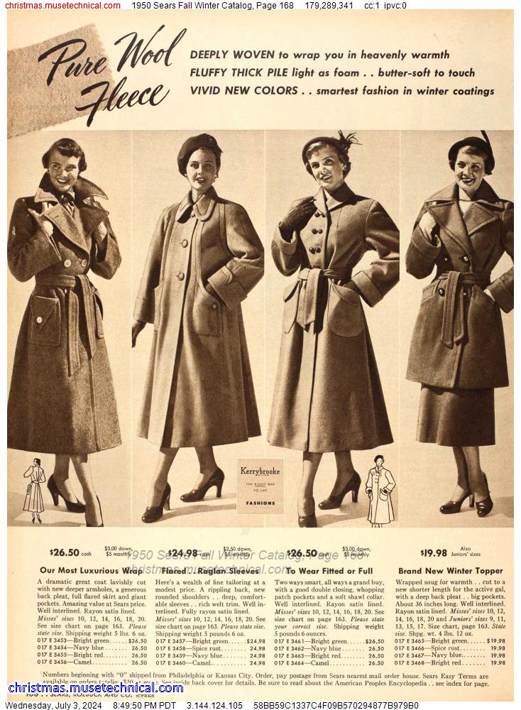 1950 Sears Fall Winter Catalog, Page 168