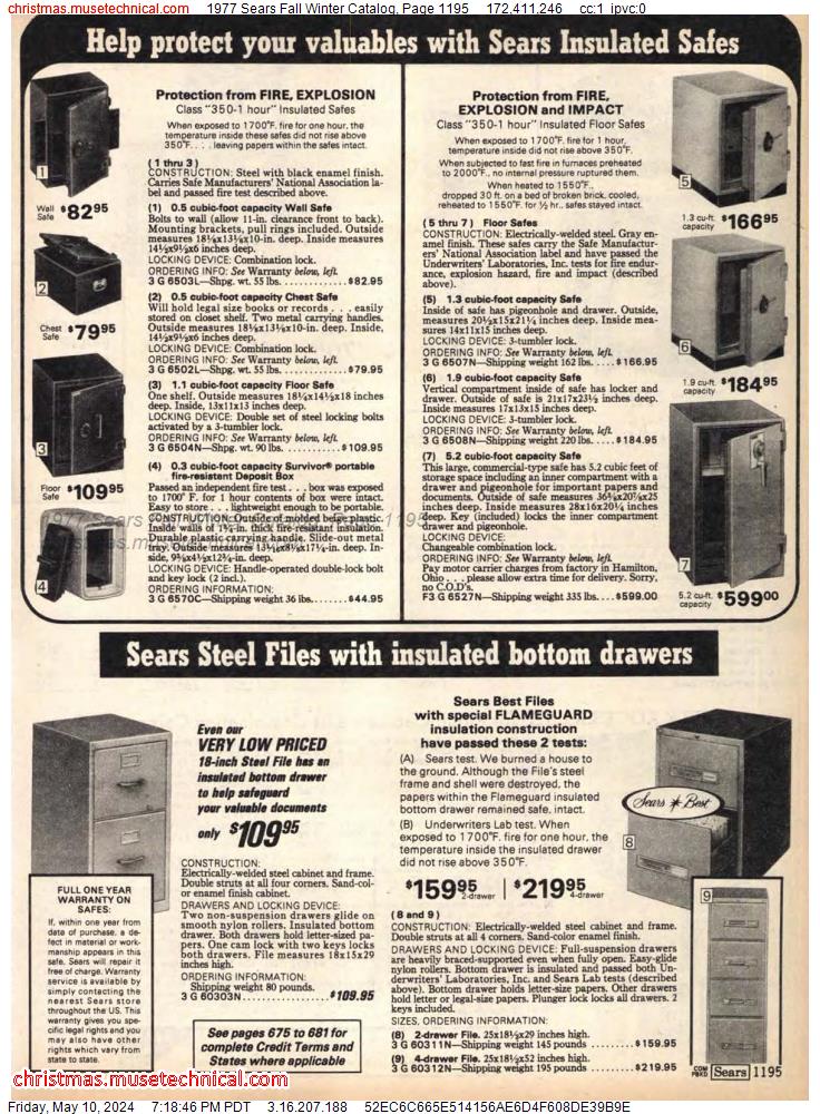 1977 Sears Fall Winter Catalog, Page 1195
