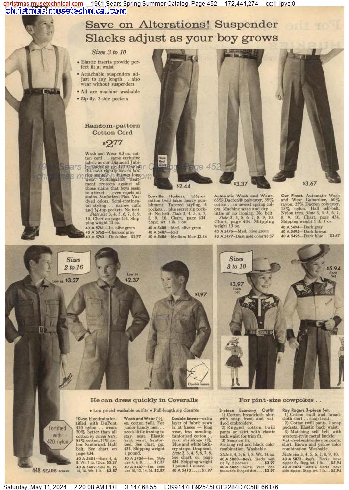 1961 Sears Spring Summer Catalog, Page 452