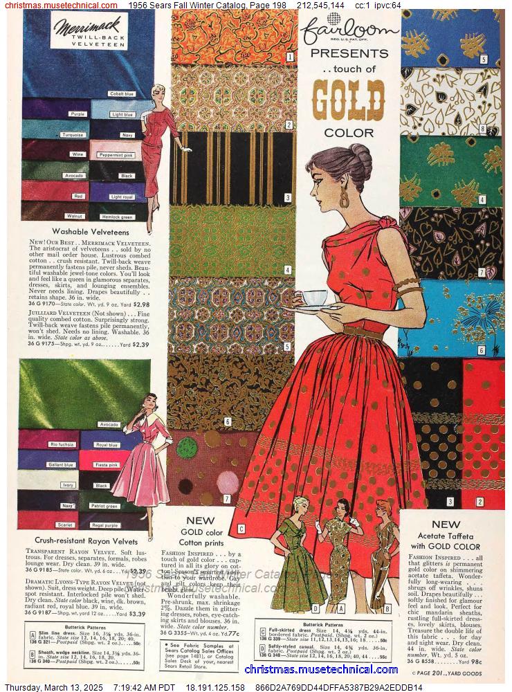 1956 Sears Fall Winter Catalog, Page 198