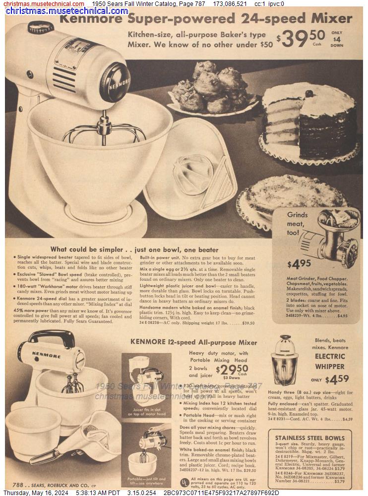 1950 Sears Fall Winter Catalog, Page 787