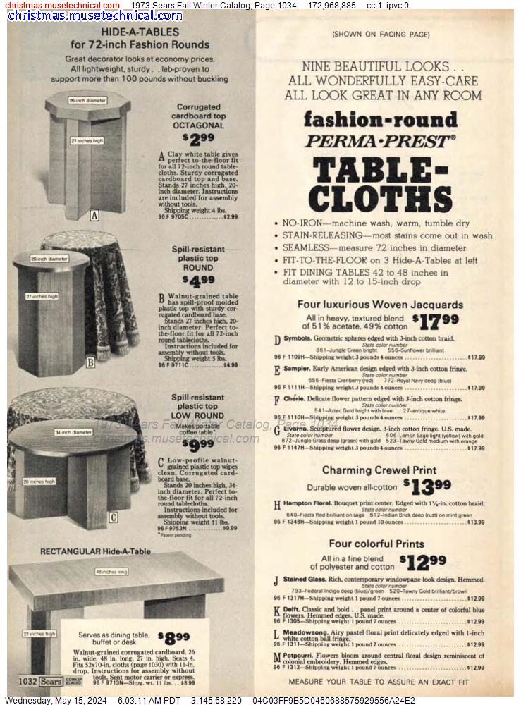 1973 Sears Fall Winter Catalog, Page 1034