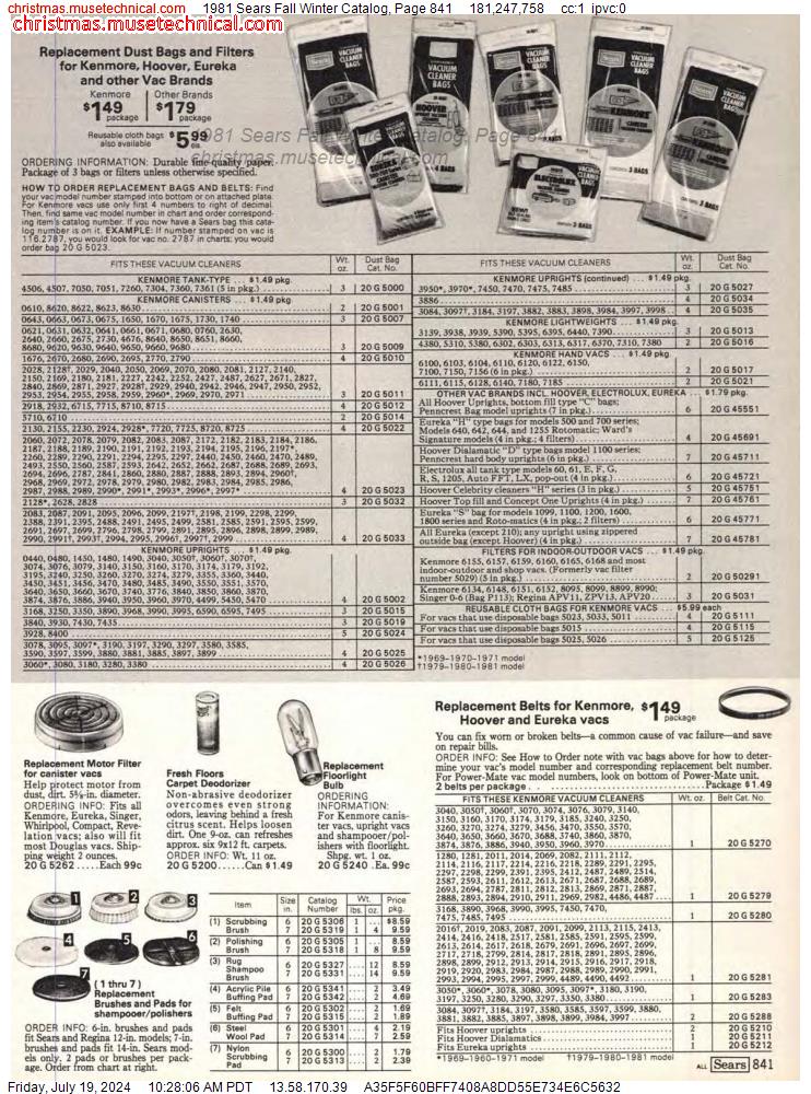 1981 Sears Fall Winter Catalog, Page 841