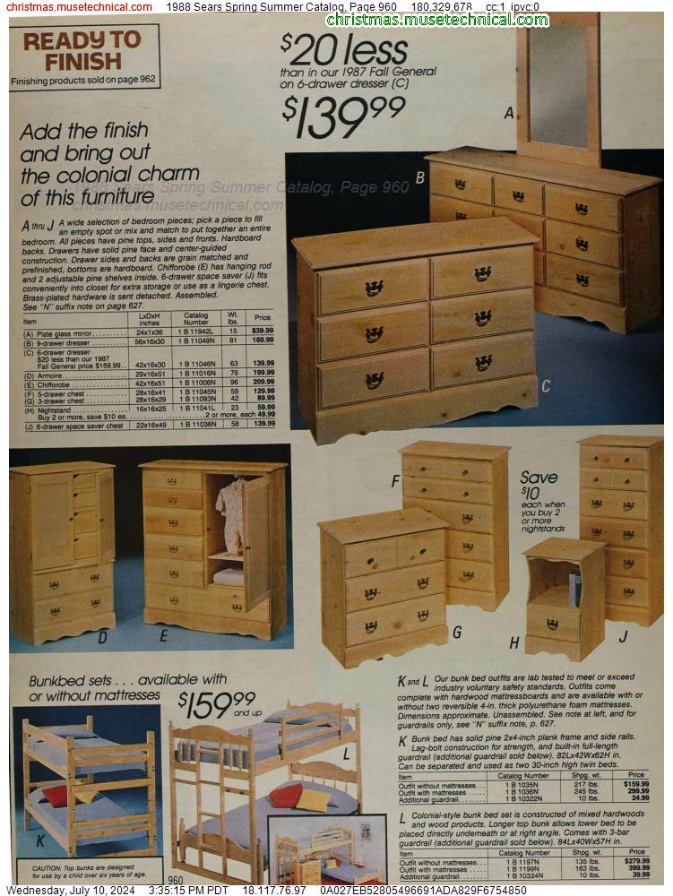 1988 Sears Spring Summer Catalog, Page 960