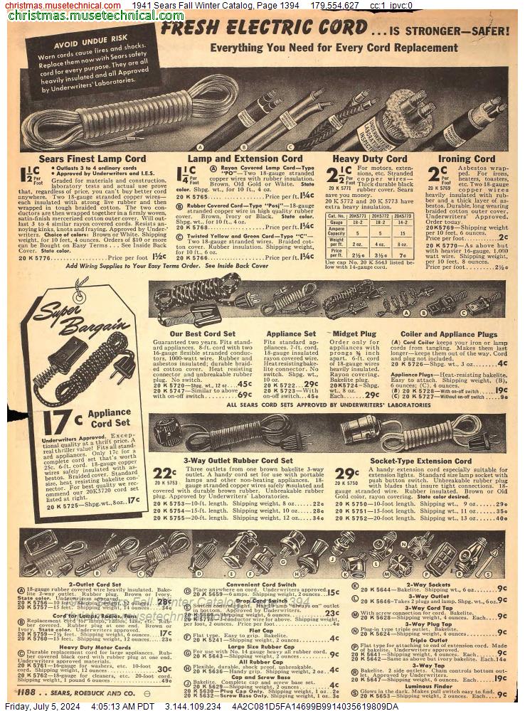 1941 Sears Fall Winter Catalog, Page 1394