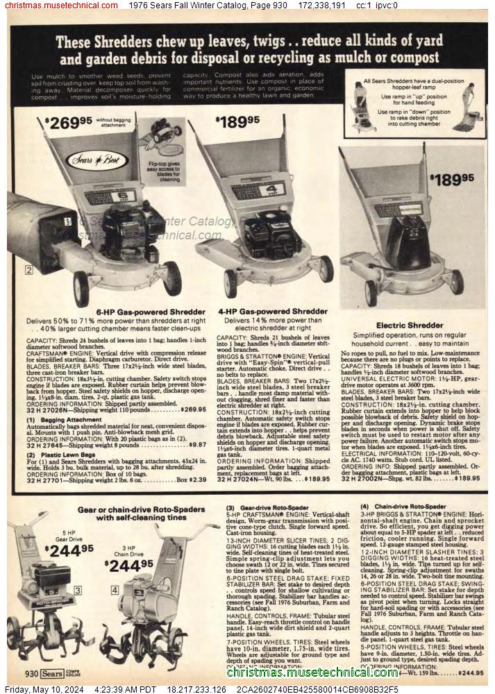 1976 Sears Fall Winter Catalog, Page 930