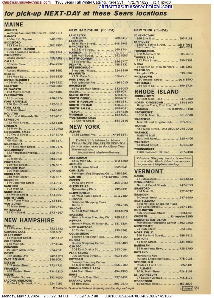 1968 Sears Fall Winter Catalog, Page 551