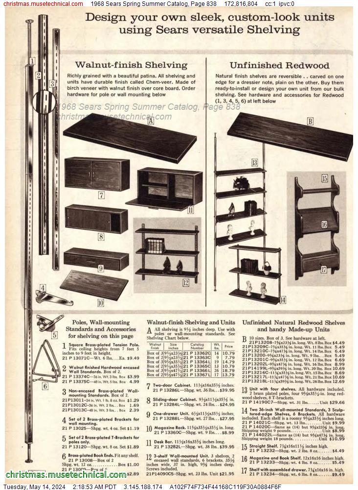 1968 Sears Spring Summer Catalog, Page 838