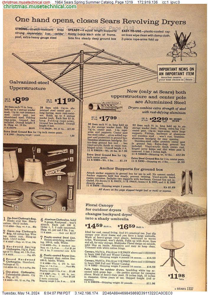 1964 Sears Spring Summer Catalog, Page 1319