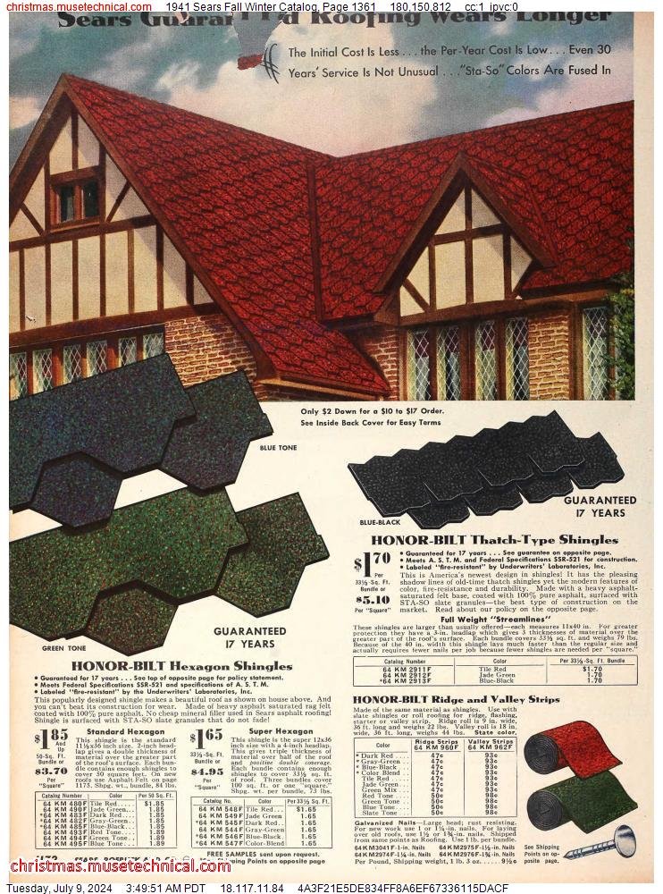 1941 Sears Fall Winter Catalog, Page 1361