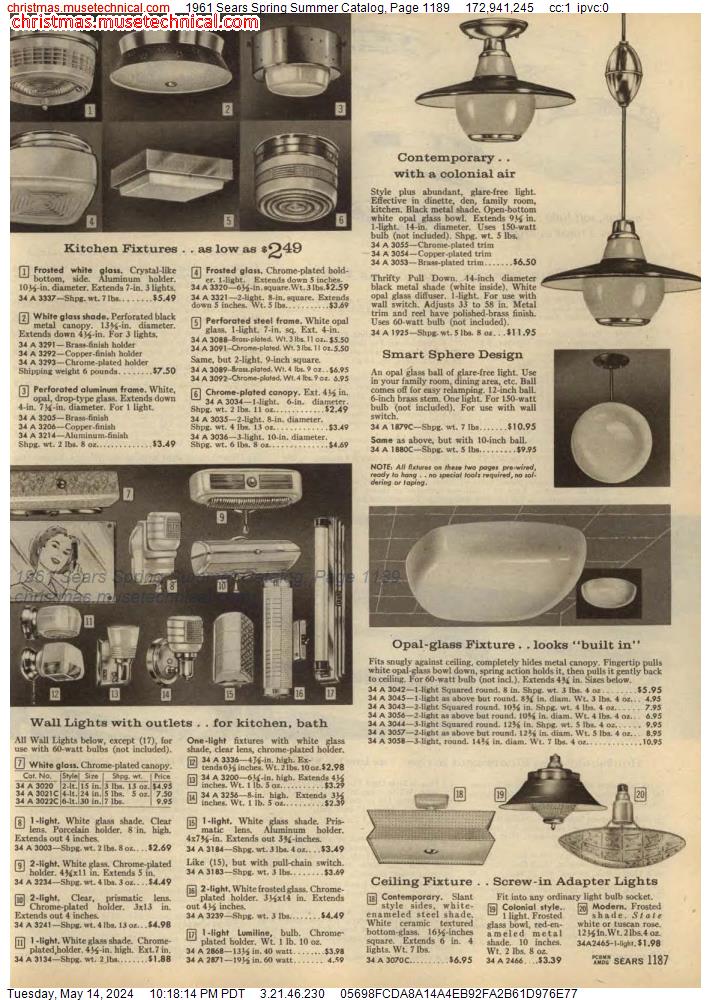 1961 Sears Spring Summer Catalog, Page 1189