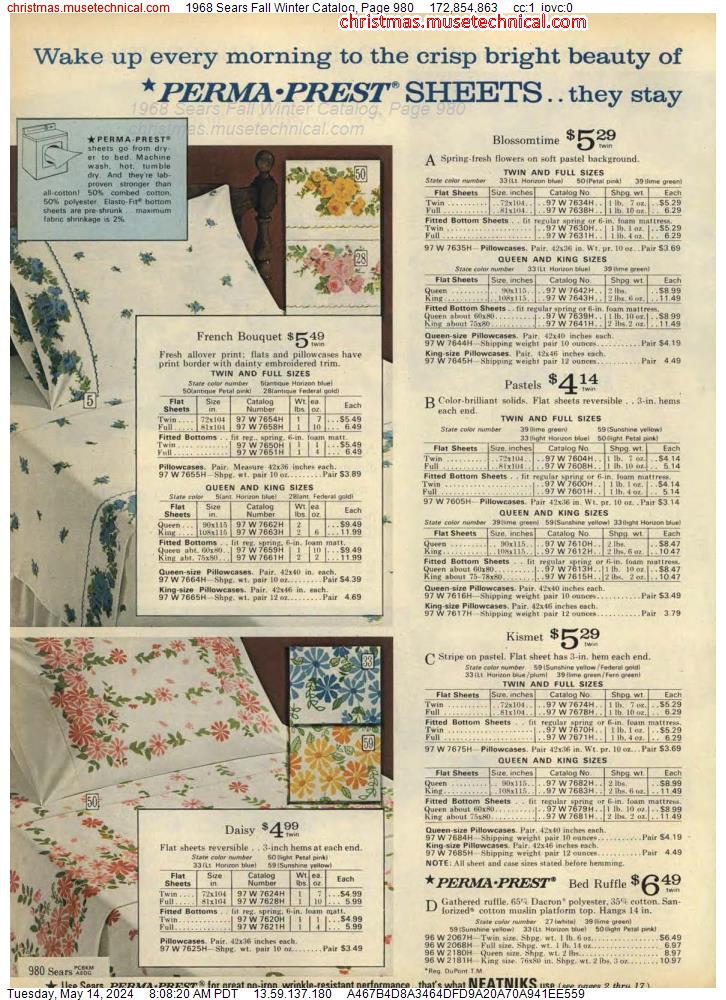 1968 Sears Fall Winter Catalog, Page 980