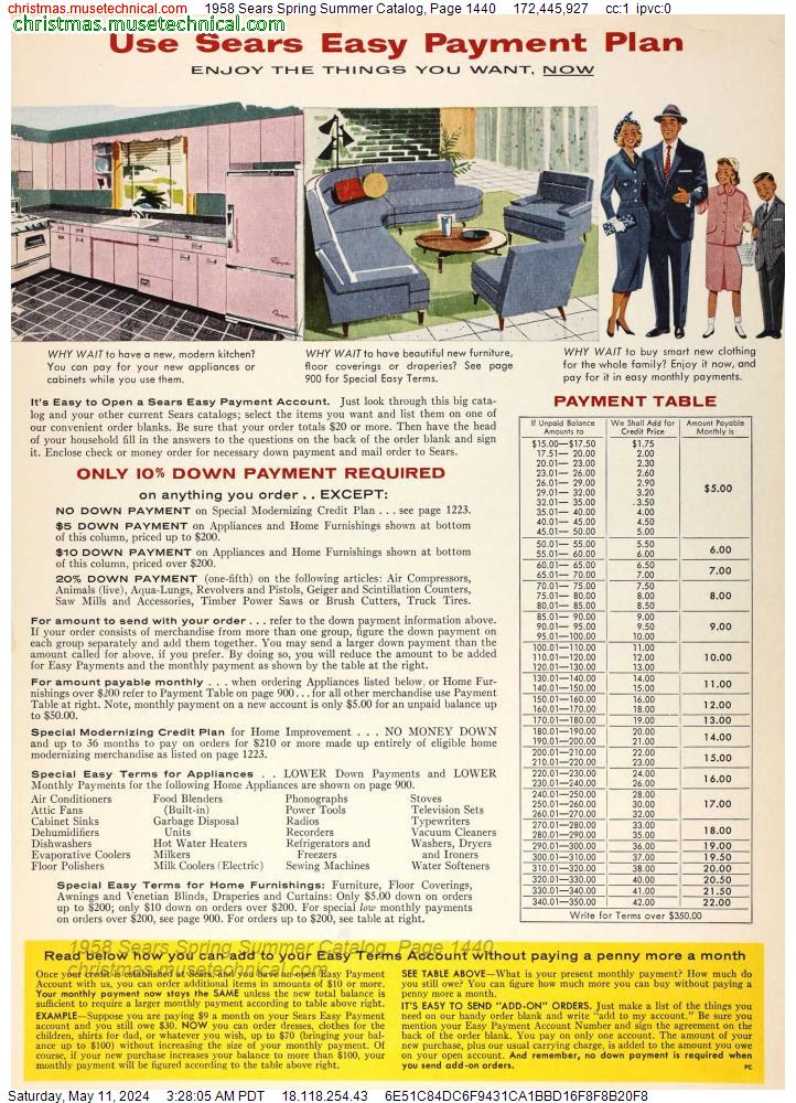 1958 Sears Spring Summer Catalog, Page 1440