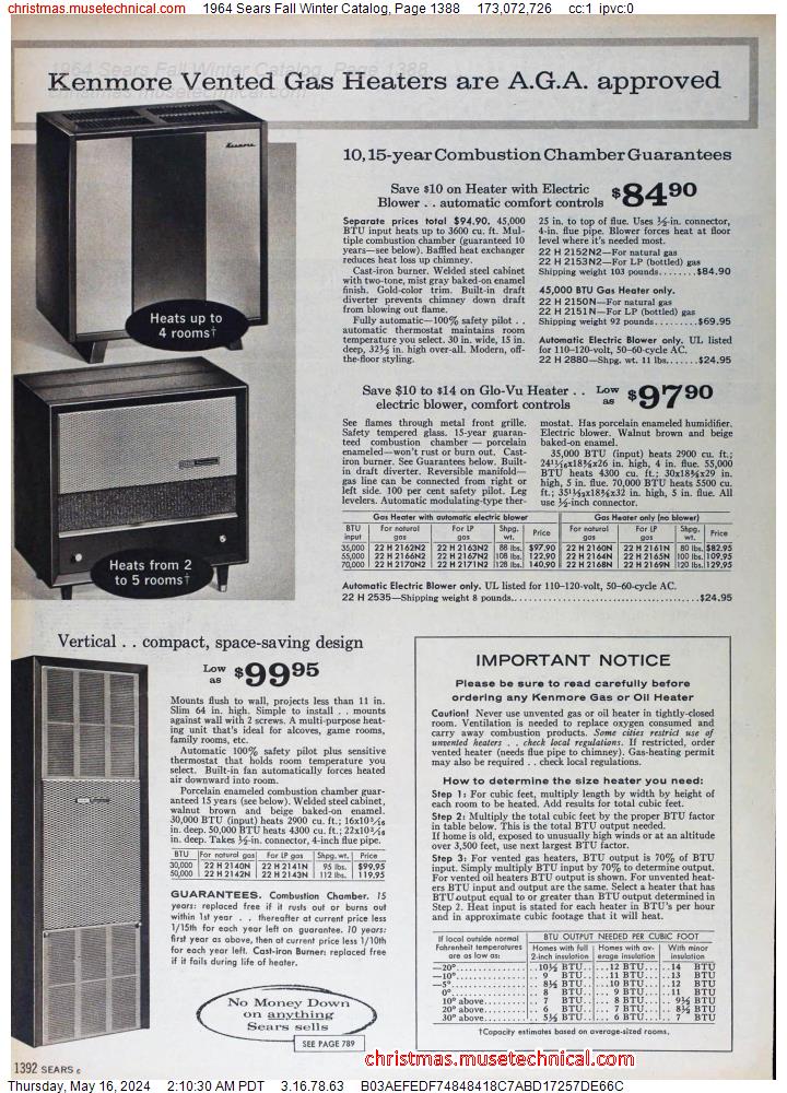 1964 Sears Fall Winter Catalog, Page 1388