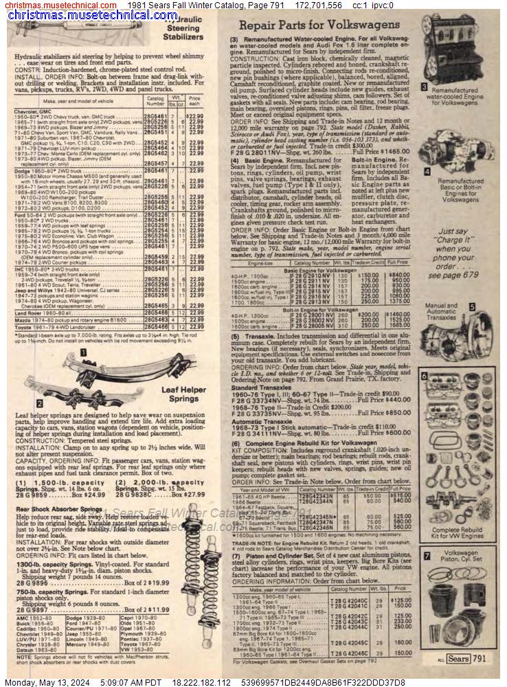1981 Sears Fall Winter Catalog, Page 791