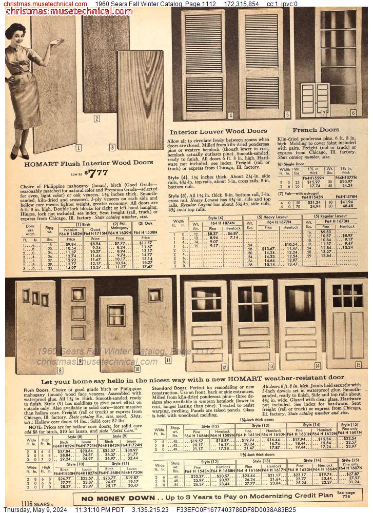 1960 Sears Fall Winter Catalog, Page 1112