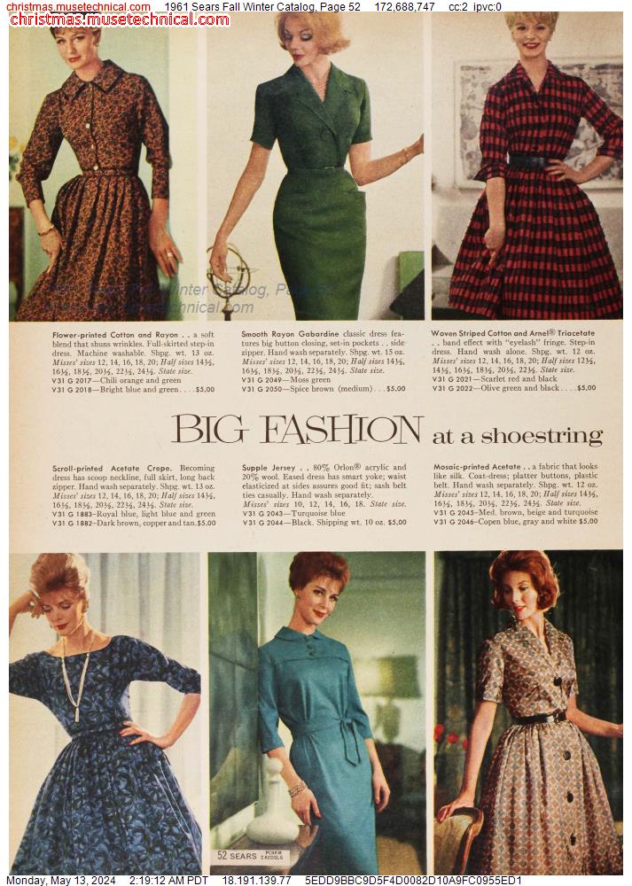 1961 Sears Fall Winter Catalog, Page 52