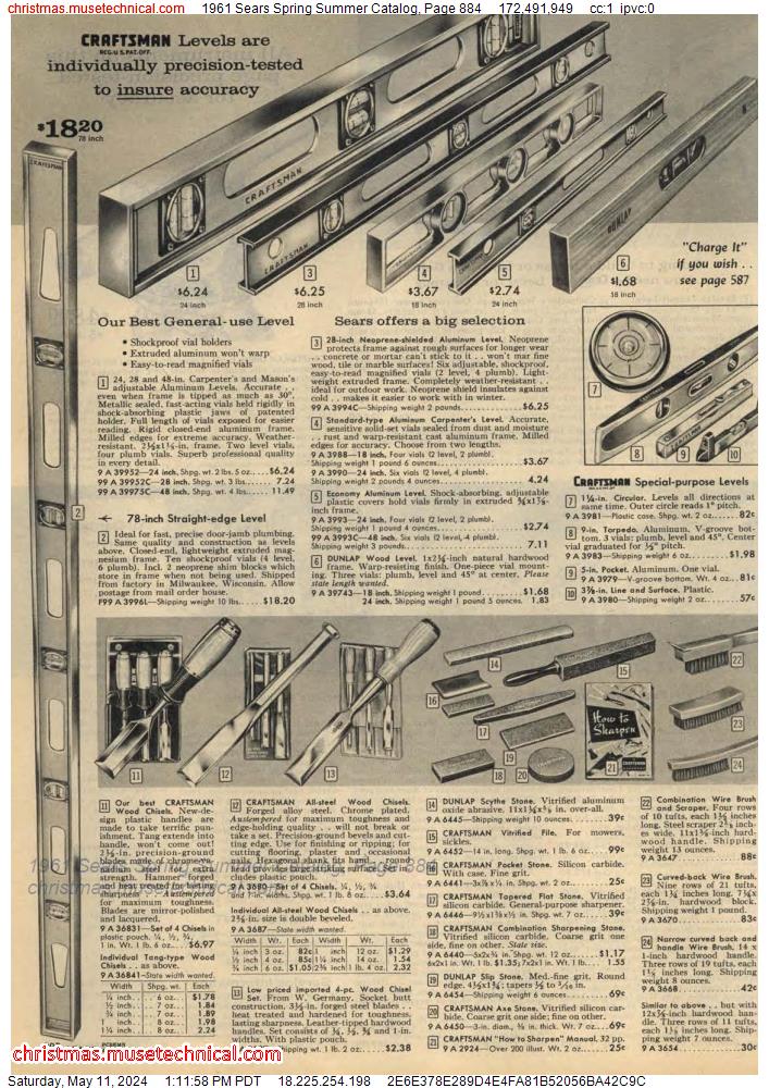 1961 Sears Spring Summer Catalog, Page 884
