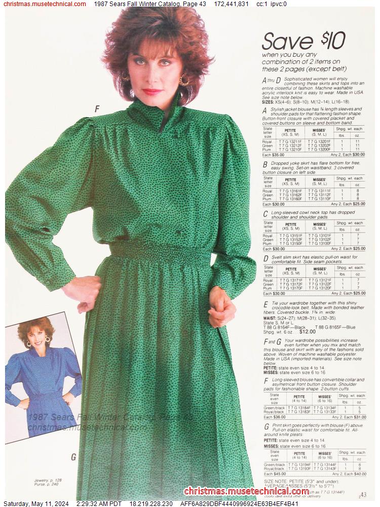 1987 Sears Fall Winter Catalog, Page 43