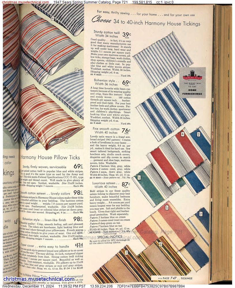 1947 Sears Spring Summer Catalog, Page 721