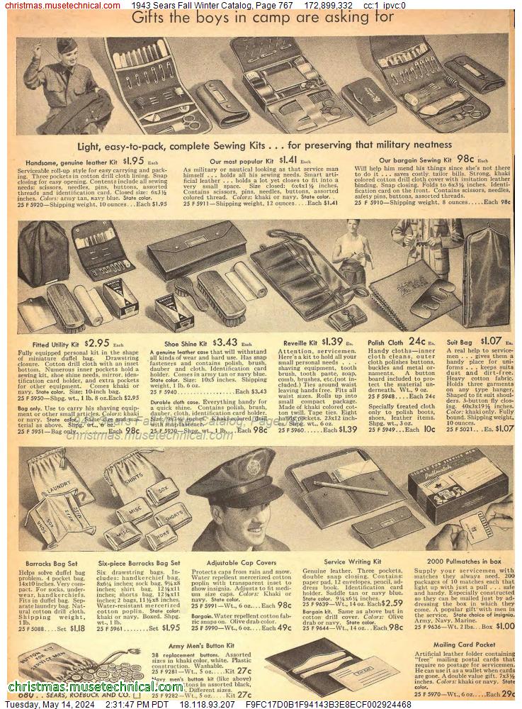 1943 Sears Fall Winter Catalog, Page 767