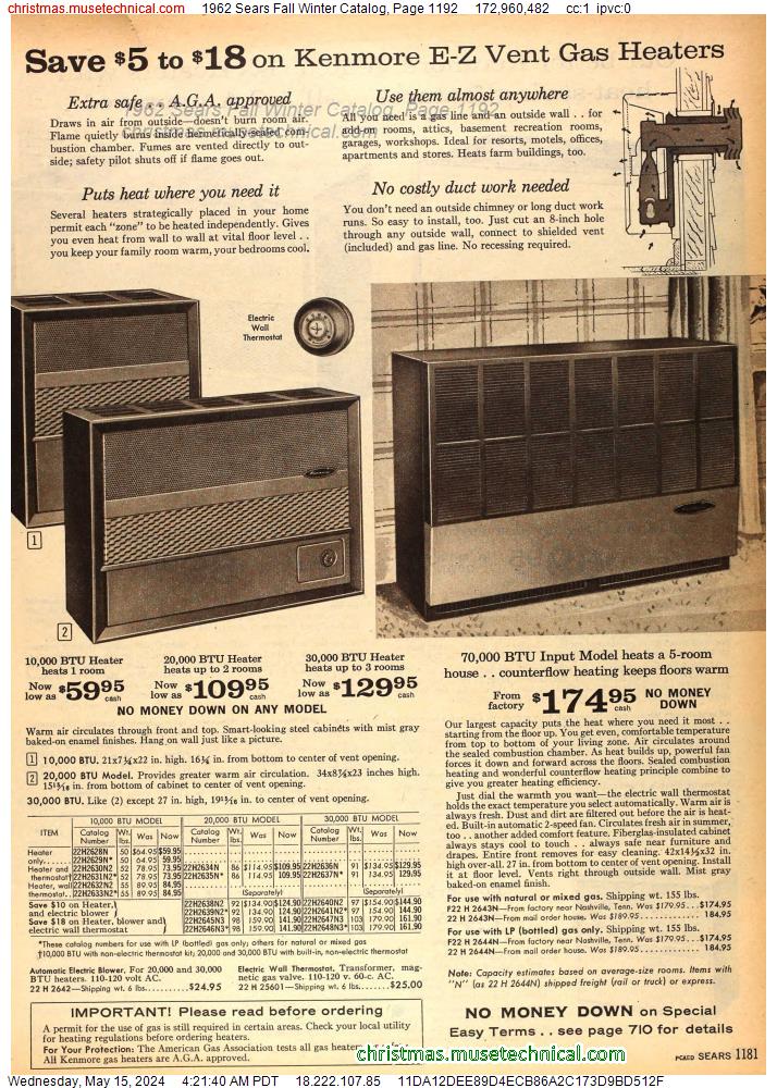 1962 Sears Fall Winter Catalog, Page 1192