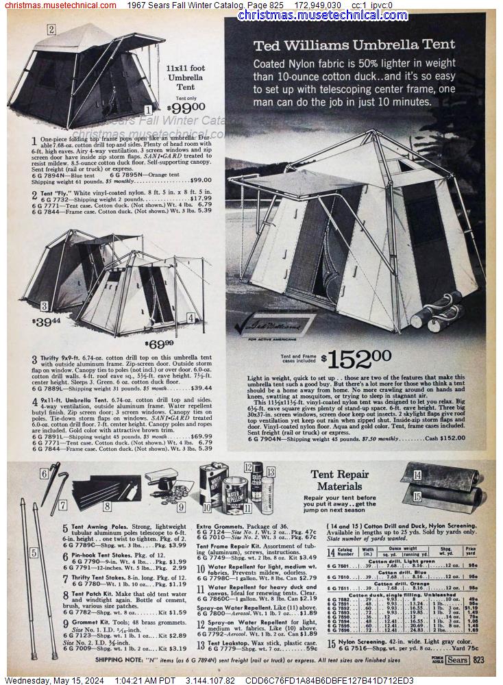 1967 Sears Fall Winter Catalog, Page 825
