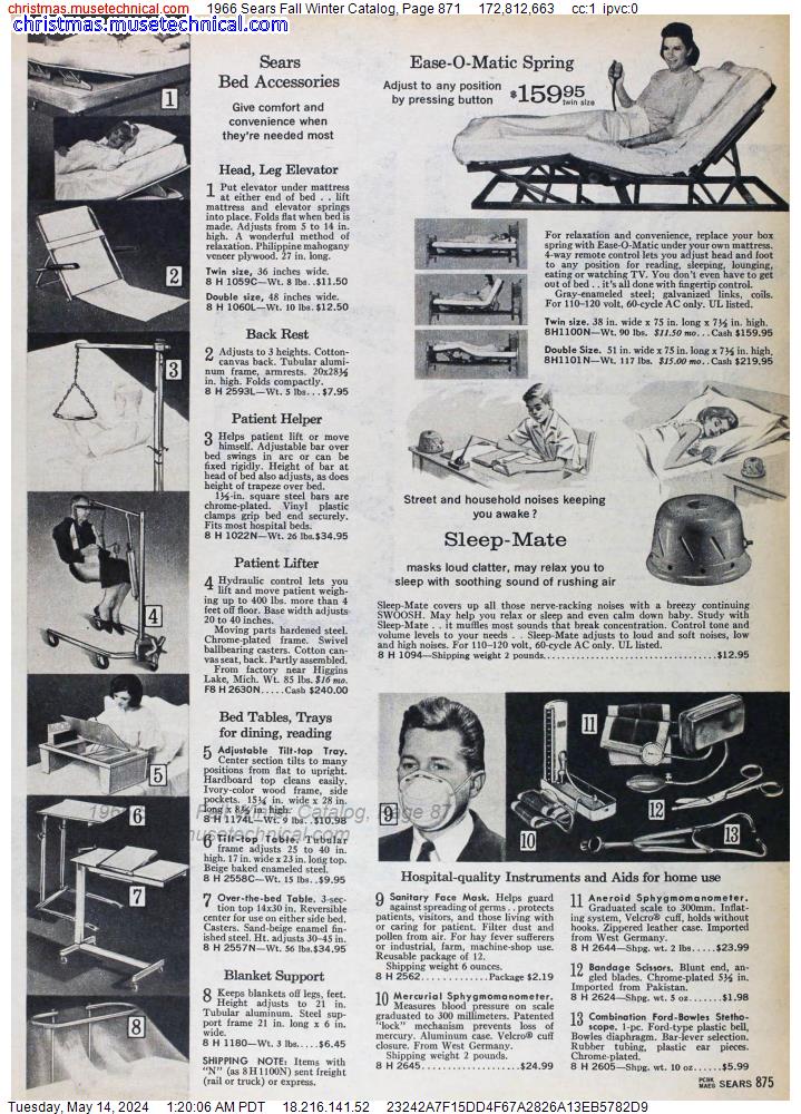 1966 Sears Fall Winter Catalog, Page 871