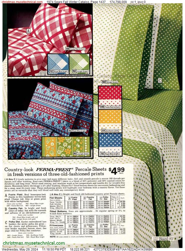 1974 Sears Fall Winter Catalog, Page 1437