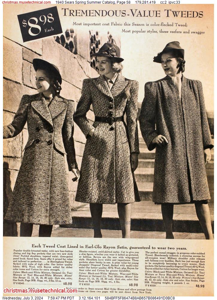 1940 Sears Spring Summer Catalog, Page 58