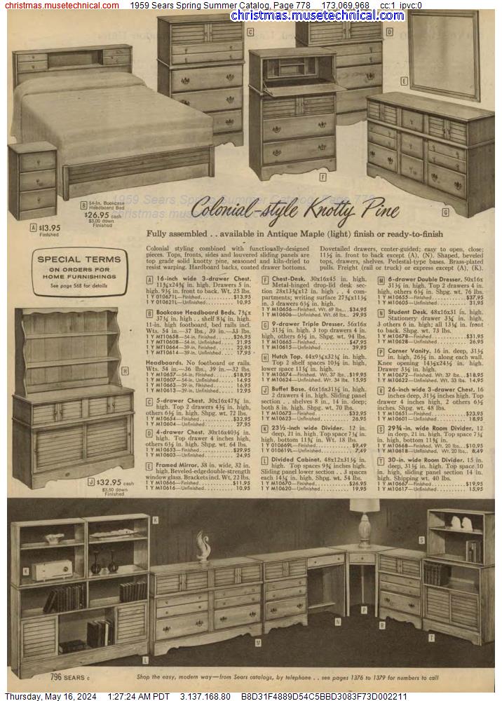 1959 Sears Spring Summer Catalog, Page 778