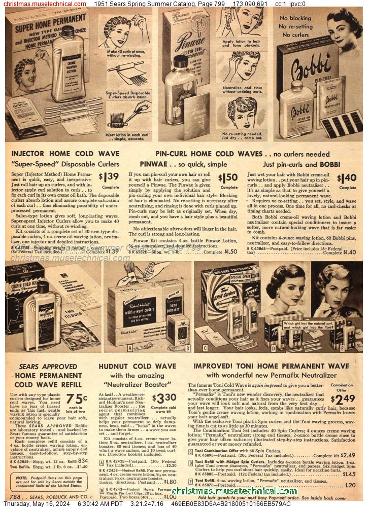 1951 Sears Spring Summer Catalog, Page 799