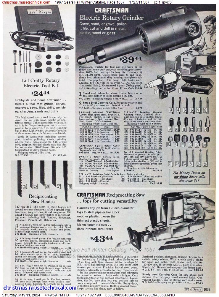 1967 Sears Fall Winter Catalog, Page 1057