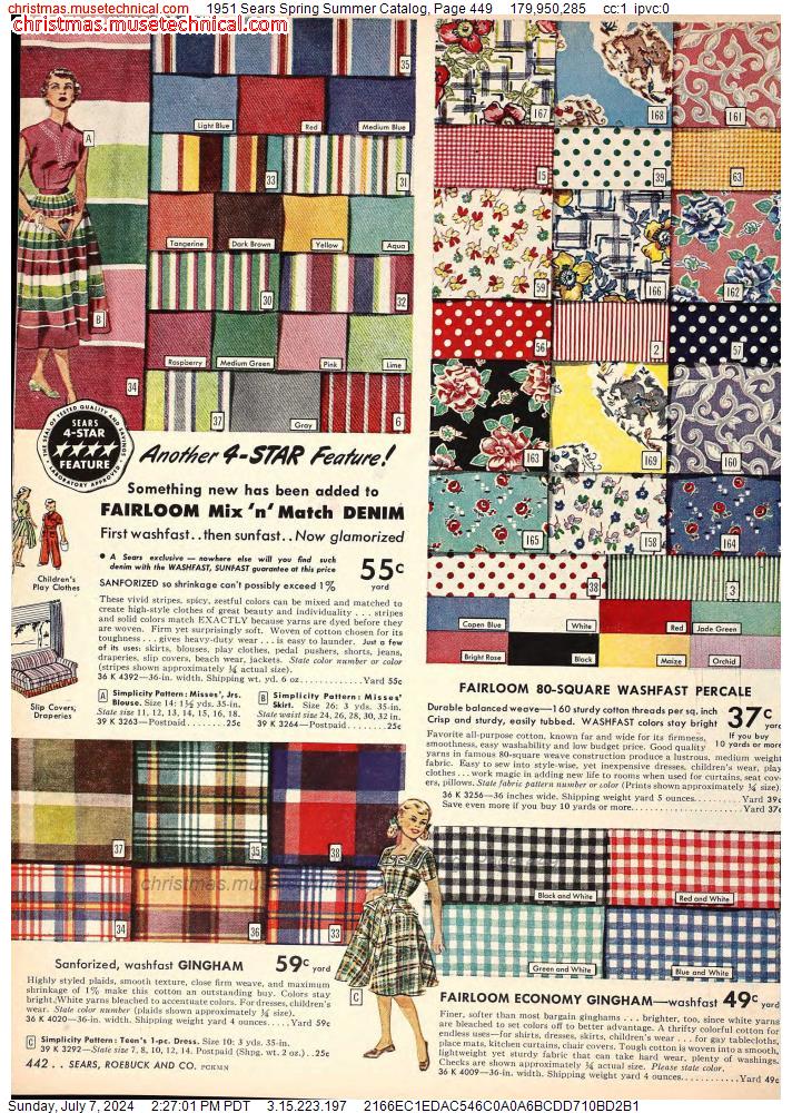 1951 Sears Spring Summer Catalog, Page 449
