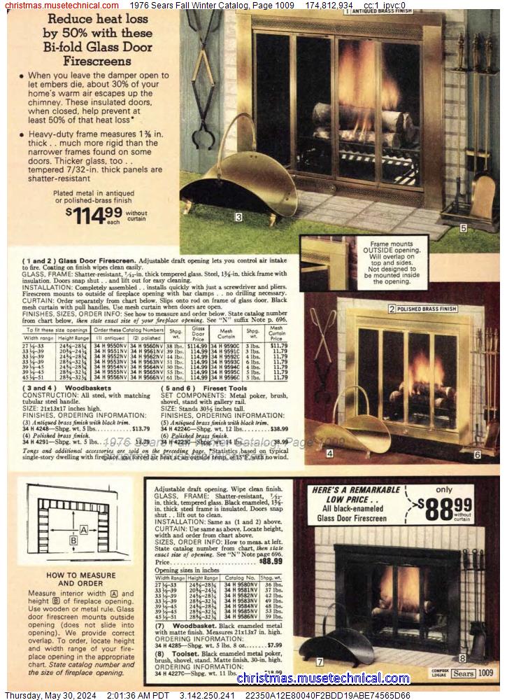 1976 Sears Fall Winter Catalog, Page 1009