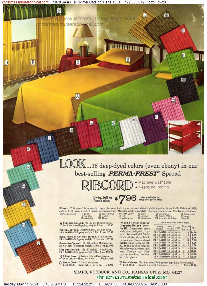 1970 Sears Fall Winter Catalog, Page 1654