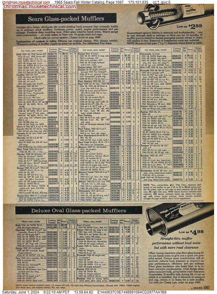 1965 Sears Fall Winter Catalog, Page 1087