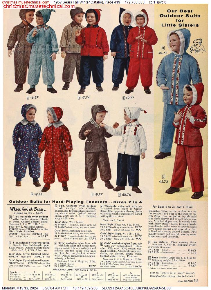 1957 Sears Fall Winter Catalog, Page 419